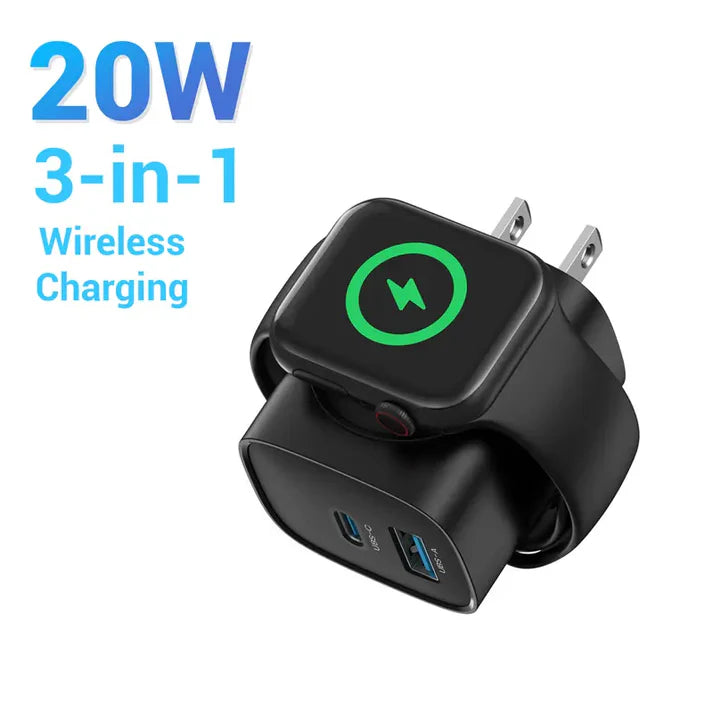 π 3-in-1 Magnetic Apple Watch Charger | Fast USB-C Wall Charger