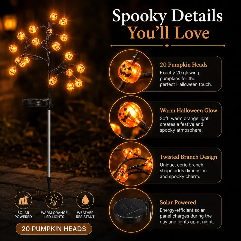 🎃 Pumpkin Solar Stake Lights 2PCS – Halloween Outdoor Yard Decor