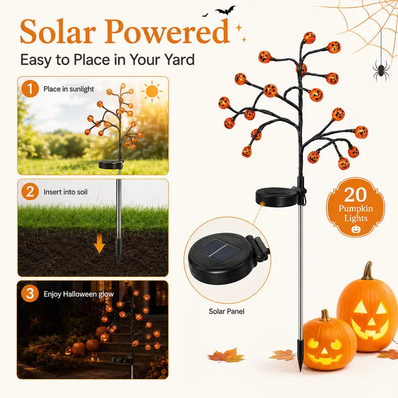 🎃 Pumpkin Solar Stake Lights 2PCS – Halloween Outdoor Yard Decor