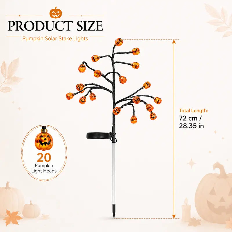 🎃 Pumpkin Solar Stake Lights 2PCS – Halloween Outdoor Yard Decor