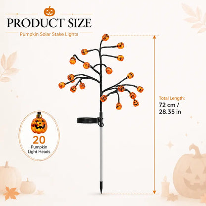 🎃 Pumpkin Solar Stake Lights 2PCS – Halloween Outdoor Yard Decor