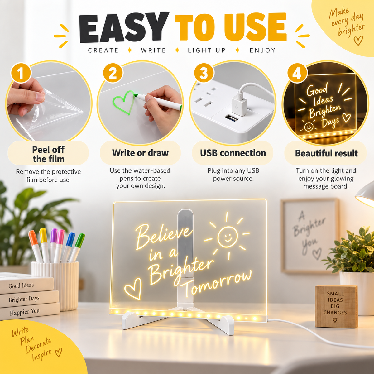 How to use the LED acrylic message board