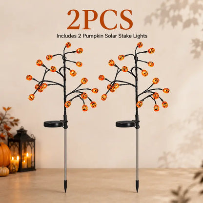 🎃 Pumpkin Solar Stake Lights 2PCS – Halloween Outdoor Yard Decor