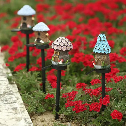 Solar Fairy-Tale Mushroom Cottage Garden Light