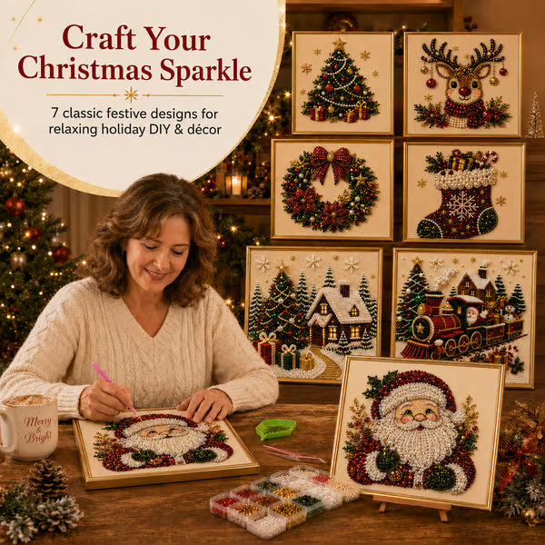 Premium 3D Pearl Christmas Diamond Painting Art Kit | Luxury Holiday Decor