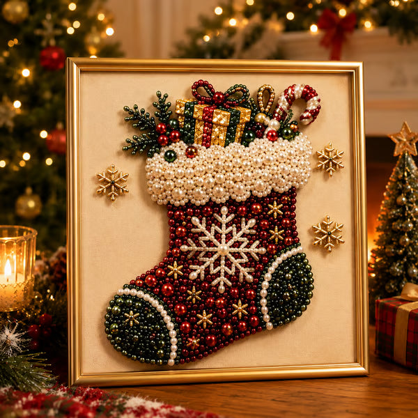 Premium 3D Pearl Christmas Diamond Painting Art Kit | Luxury Holiday Decor