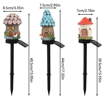 Solar Fairy-Tale Mushroom Cottage Garden Light