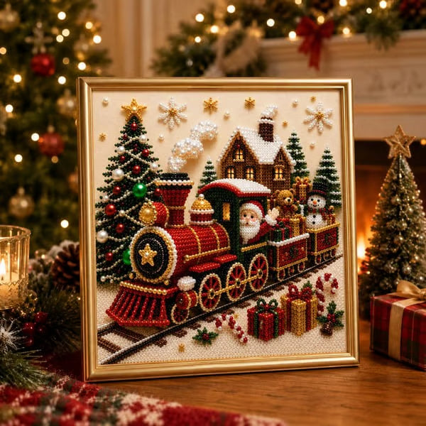 Premium 3D Pearl Christmas Diamond Painting Art Kit | Luxury Holiday Decor