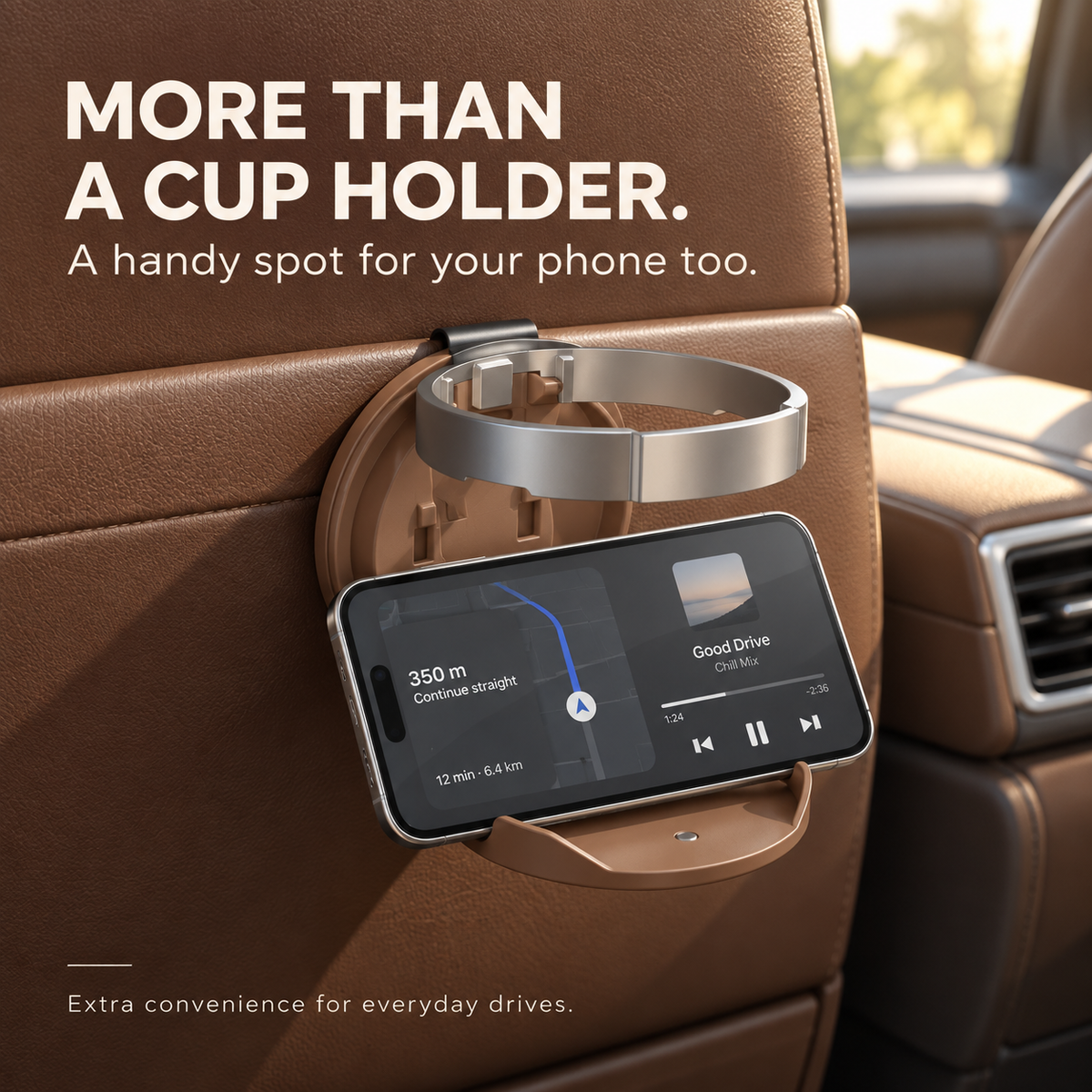 Universal Foldable Car Cup Holder – Space-Saving Drink & Phone Holder