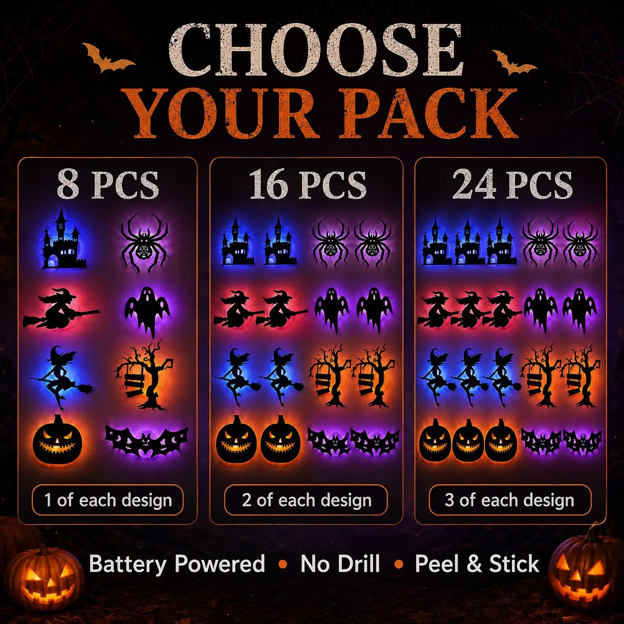🎃 Halloween LED Silhouette Wall Light Stickers