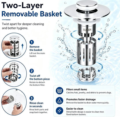 The Ultimate 3-in-1 Pop-Up Sink Strainer