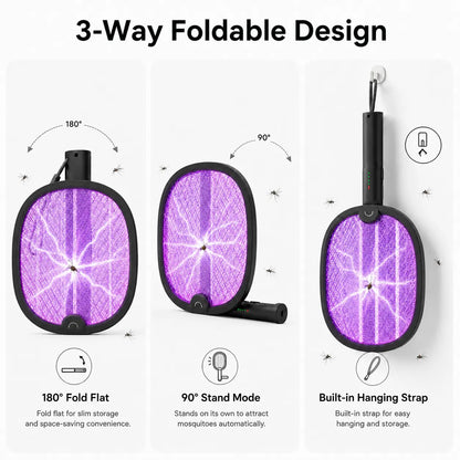 Rechargeable 2-in-1 Electric Bug Zapper Racket with UV Light