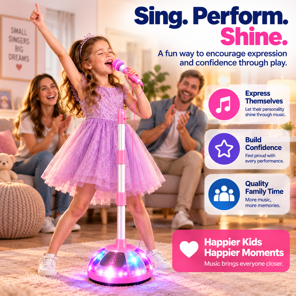 🎤 Kids Light-Up Karaoke Microphone Stand – Sing, Play & Perform