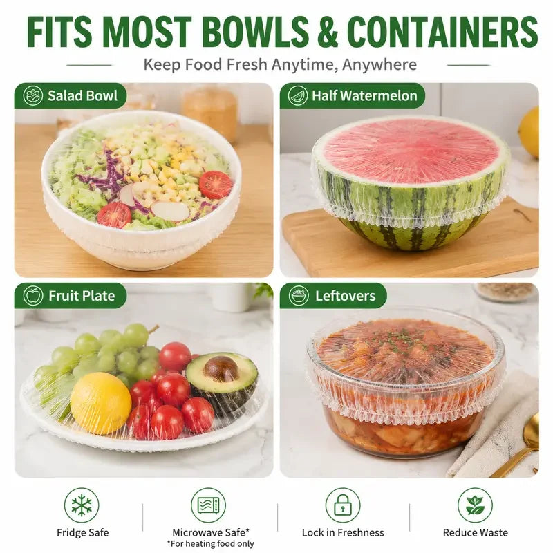 100PCS Disposable Stretch Food Covers for Bowls