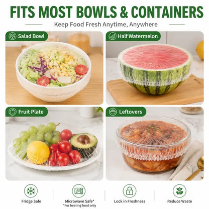 100PCS Disposable Stretch Food Covers for Bowls