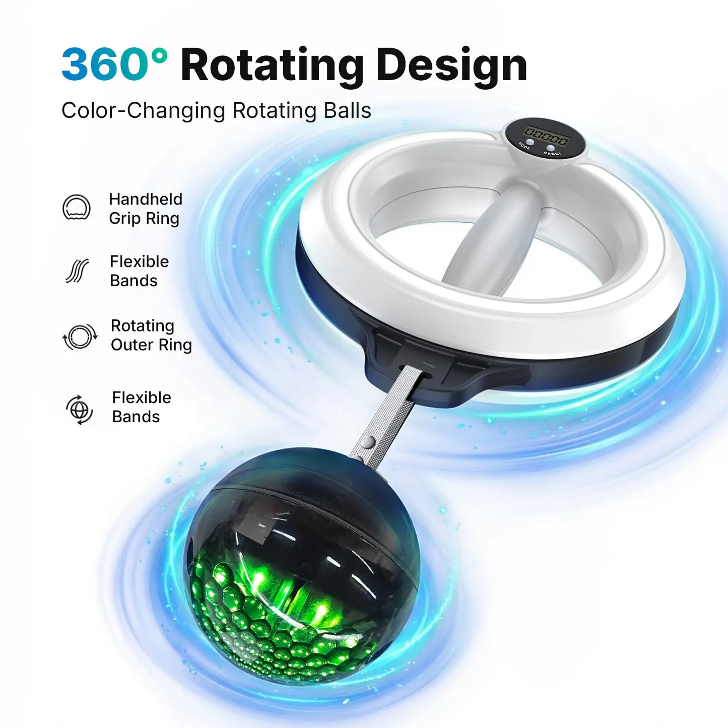 360° Rotating Wrist & Forearm Trainer with LED Display for Men and Women