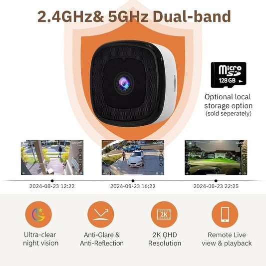 🎥crystal-clear 2K security camera  🌙Color Night Vision  🚨24/7 Recording & Smart Alerts