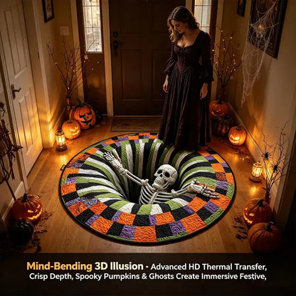 🎃 Halloween 3D Skeleton Vortex Round Rug