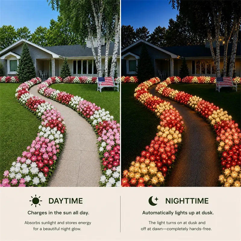 Nature Inspired Floral Solar Garden Pathway Lighting