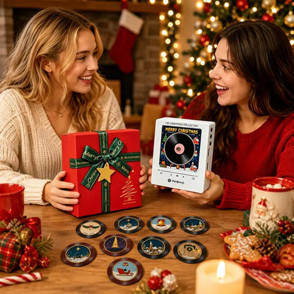 9 PCS Christmas Vinyl Player Fridge Record NFC Magnetic Music Box Set