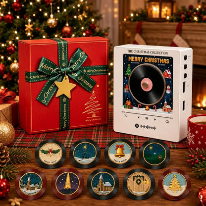 9 PCS Christmas Vinyl Player Fridge Record NFC Magnetic Music Box Set