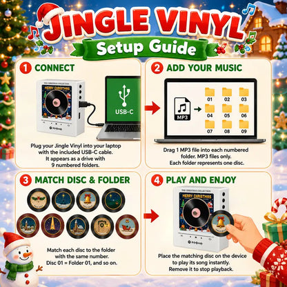 9 PCS Christmas Vinyl Player Fridge Record NFC Magnetic Music Box Set