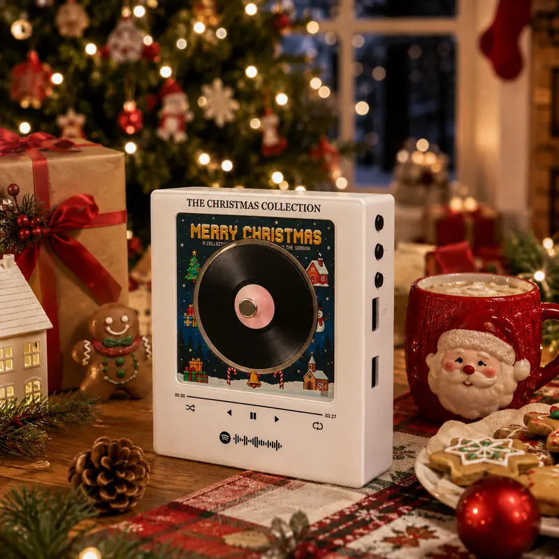 9 PCS Christmas Vinyl Player Fridge Record NFC Magnetic Music Box Set