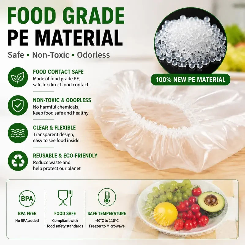 100PCS Disposable Stretch Food Covers for Bowls