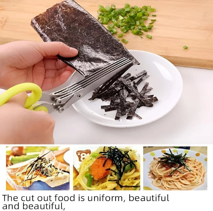 Stainless Steel 5-Blade Herb Scissors with Cleaning Comb