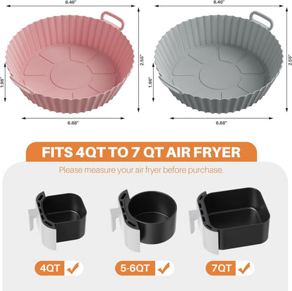 6-Piece Silicone Air Fryer Baking Tray Set – Non-Stick, Reusable & Easy to Clean