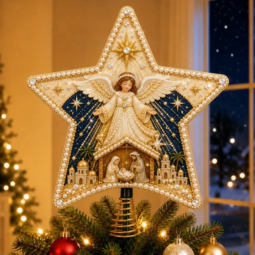 ⭐ Faith Inspired Pearl Diamond Art Christmas Tree Topper Craft Kit