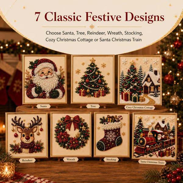 Premium 3D Pearl Christmas Diamond Painting Art Kit | Luxury Holiday Decor