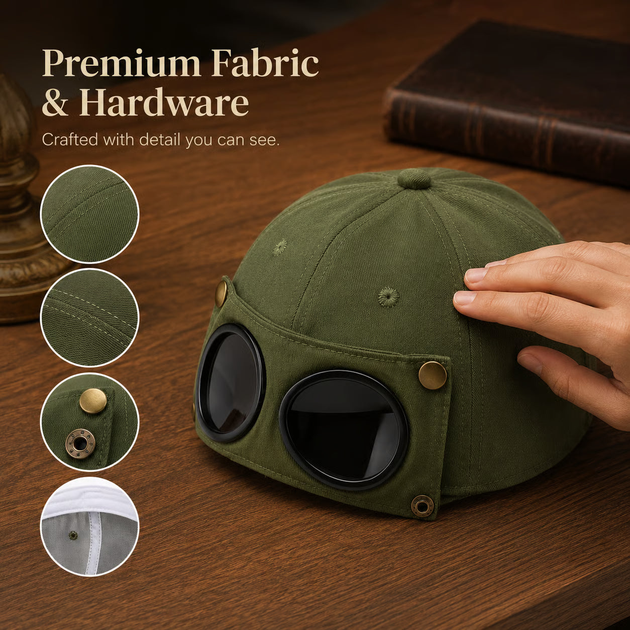 🧢 Men's Glasses-Friendly Pilot Cap