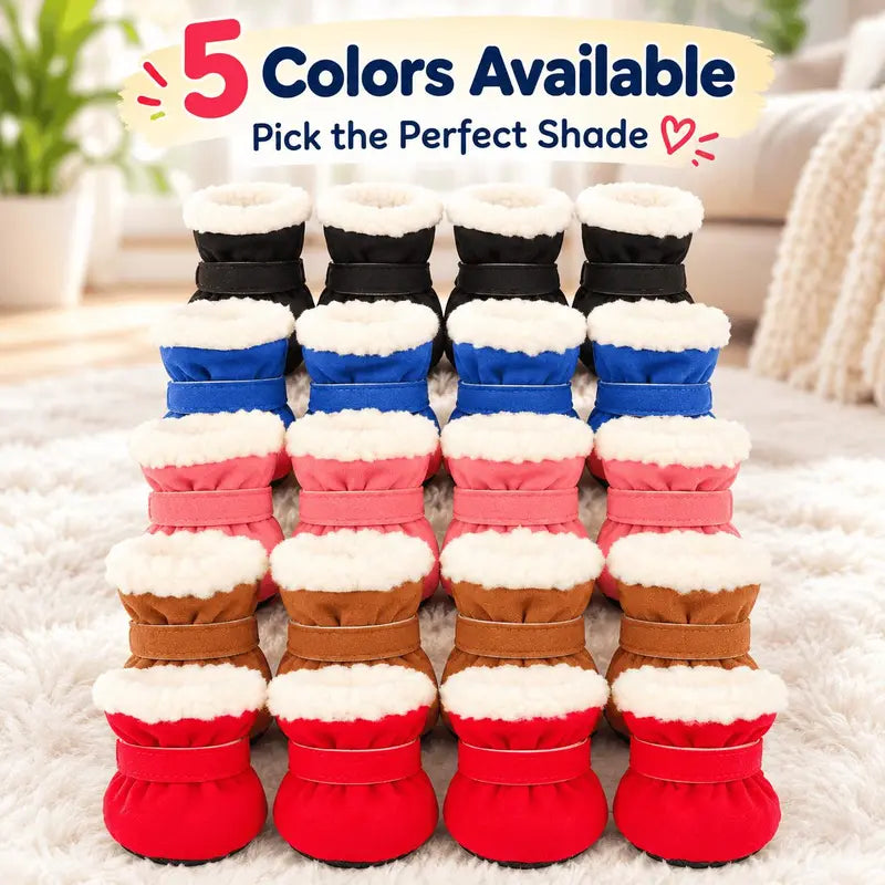 Soft Velvet Puppy Booties | Non-Slip Paw Covers, Set of 4