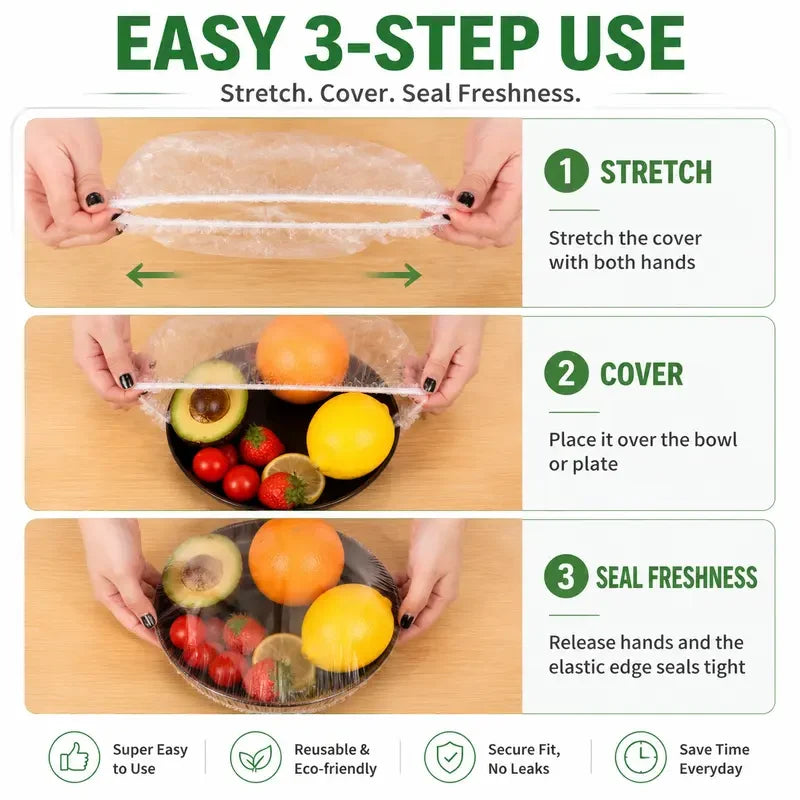 100PCS Disposable Stretch Food Covers for Bowls