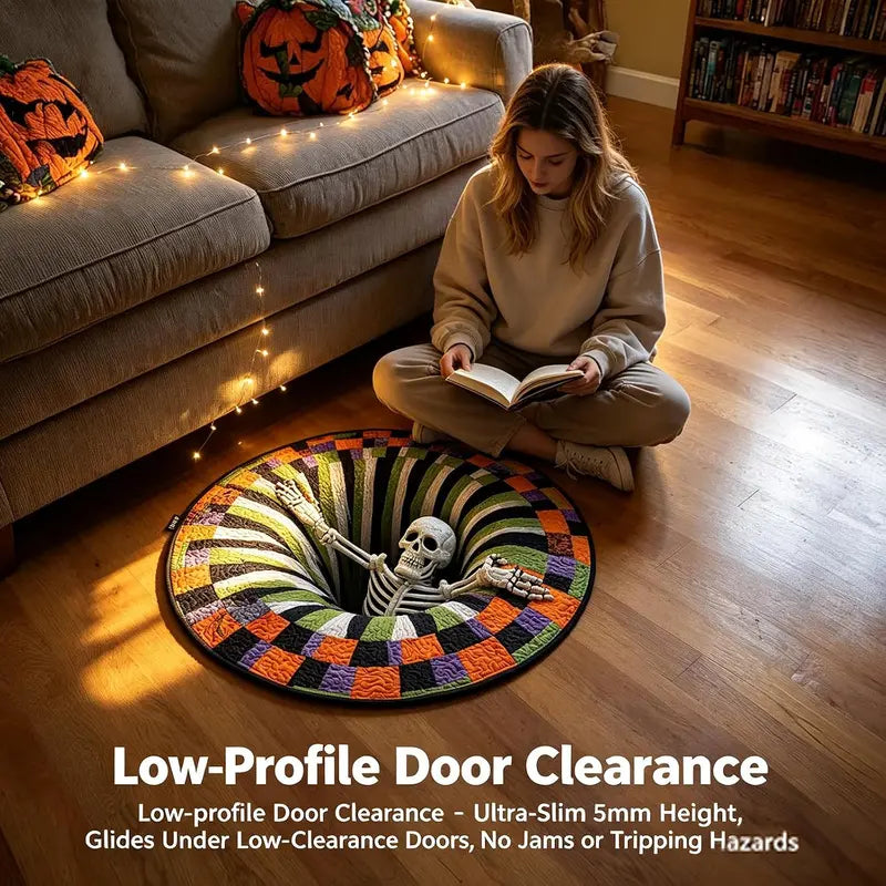 🎃 Halloween 3D Skeleton Vortex Round Rug