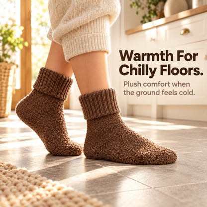 Fleece Lined Ribbed Crew Socks, Cozy Warm