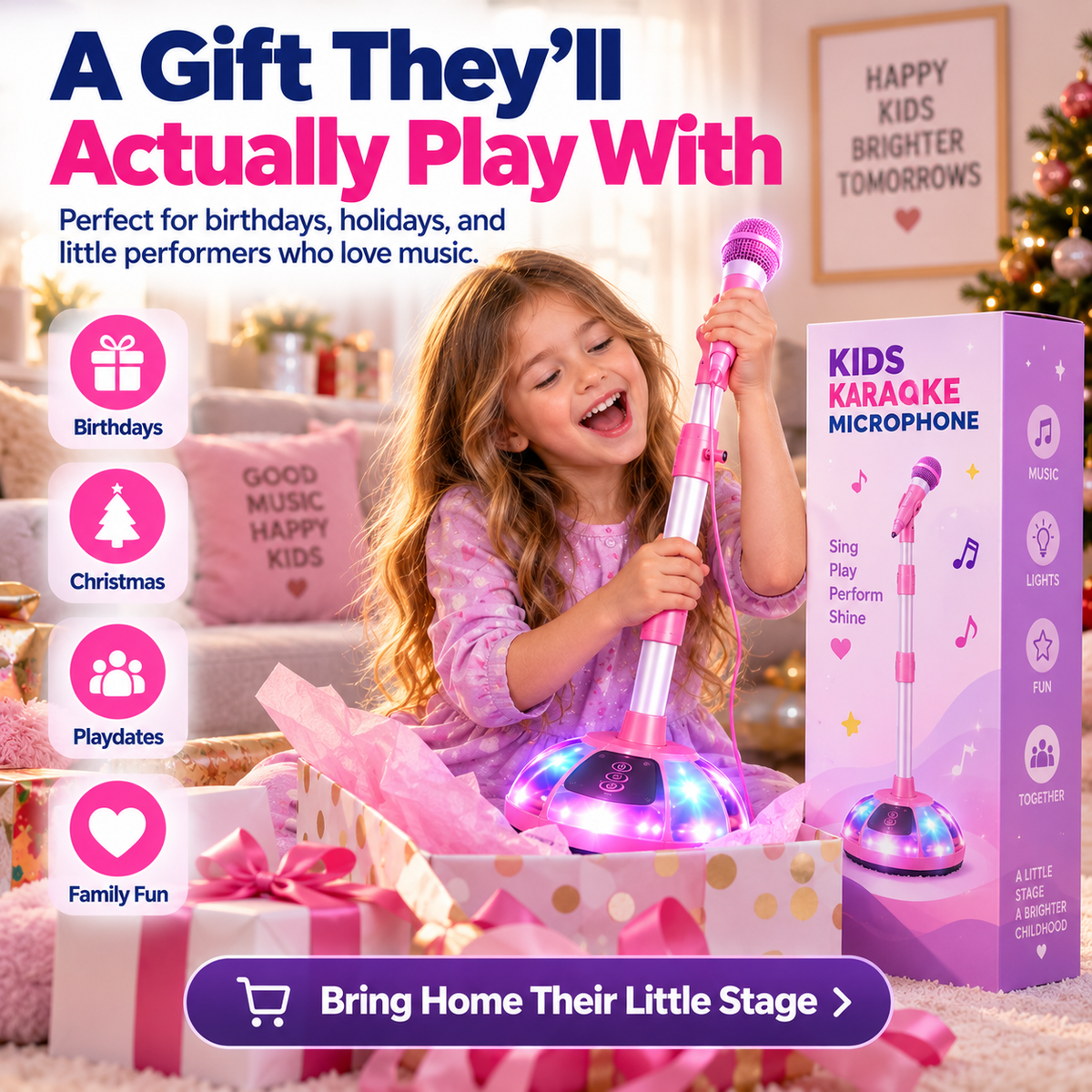 🎤 Kids Light-Up Karaoke Microphone Stand – Sing, Play & Perform