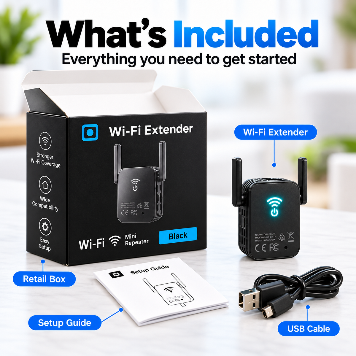 📶 Mini Wi-Fi Extender ⚡ Dual Antenna Signal Booster for Home & Office Dead Zones