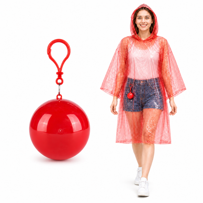 ☔ Portable Rain Poncho Ball Waterproof Hooded Raincoat Clip‑On Case