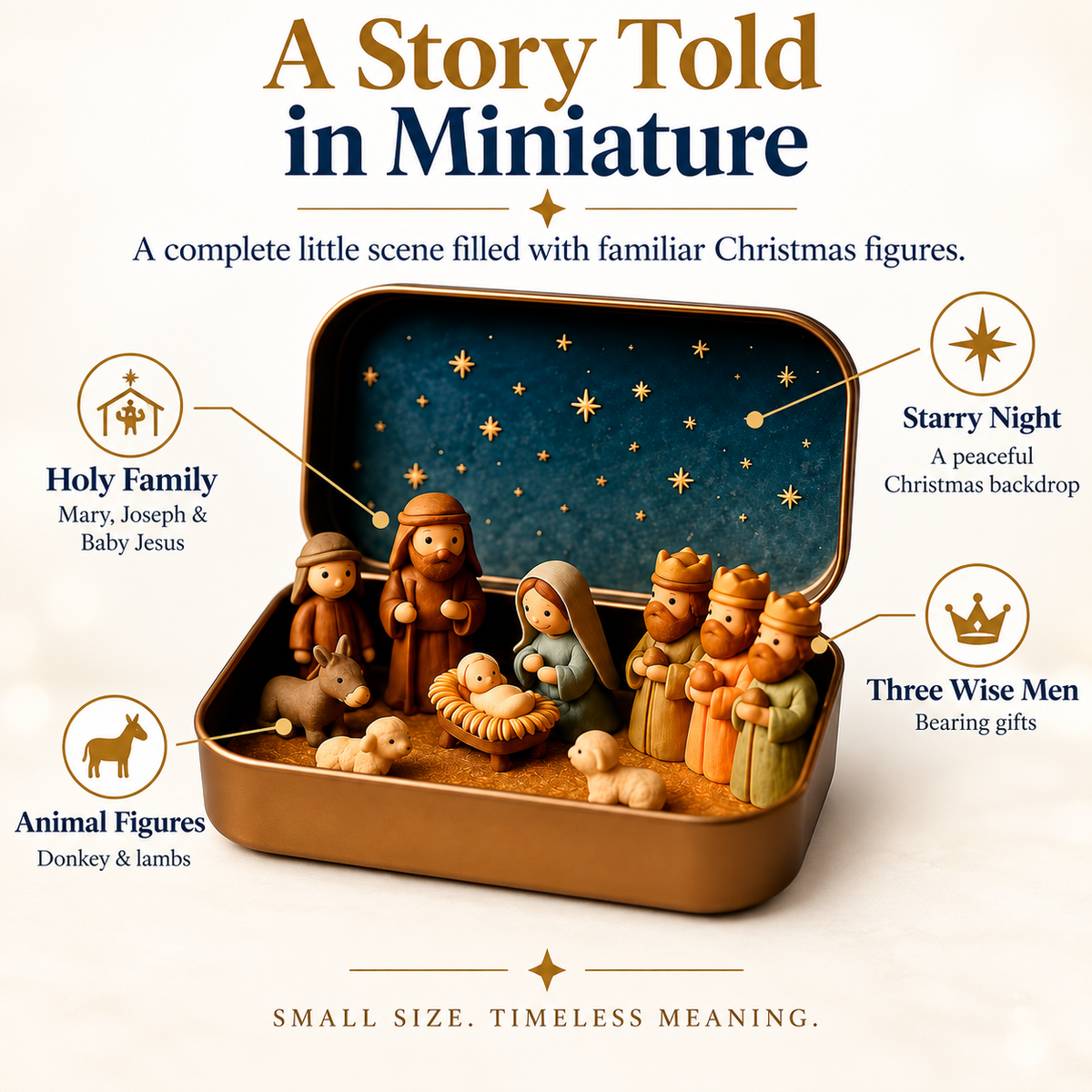 Pocket-Size Mini Nativity Scene Set with Storage Tin