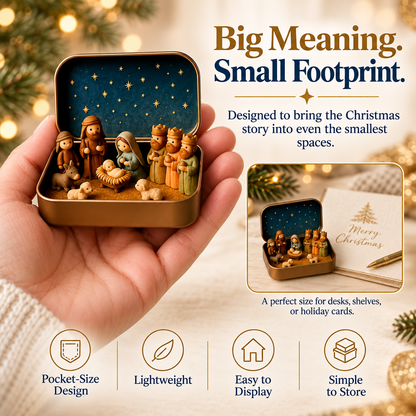 Pocket-Size Mini Nativity Scene Set with Storage Tin
