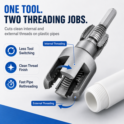 🔧 PVC Pipe Threading Tool – Integrated Internal & External Thread Cutter for Plumbing DIY Repairs