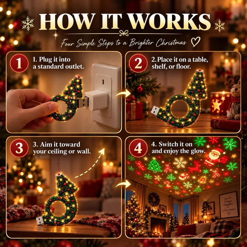 Christmas Tree Projection Light|6+ Holiday Pattern Ceiling Lamp