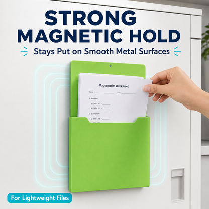 Magnetic File Organizer  | Wall-Mount Folder Holder for Classroom, Office, Whiteboard & Refrigerator