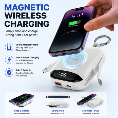 🔋 3-in-1 Magnetic Power Bank 10000mAh – Portable Charger for iPhone, Apple Watch & AirPods