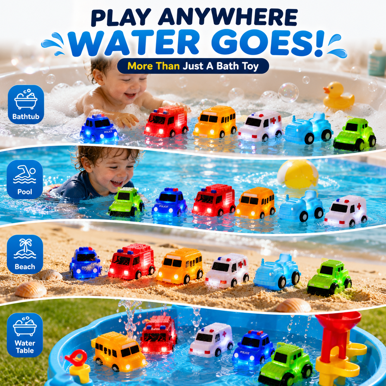 🚗 6-Piece Light-Up Vehicle Set