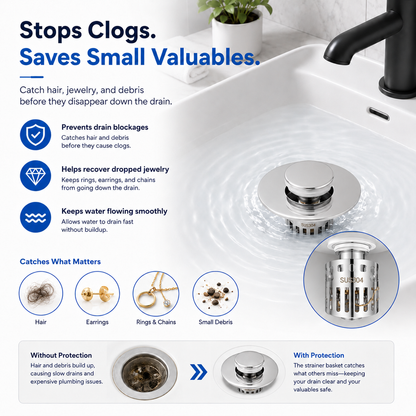 The Ultimate 3-in-1 Pop-Up Sink Strainer