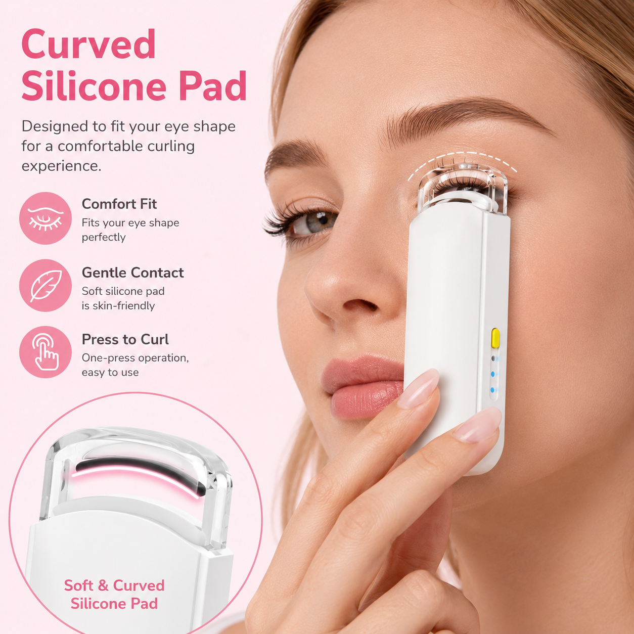 Heated Eyelash Curler – USB Rechargeable Electric Lash Lift Tool