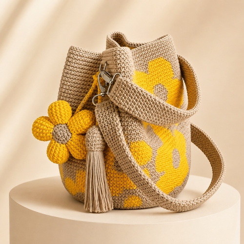 Handwoven Flower Bucket Bag